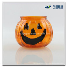 Pumpkin Shape Halloween Tea Light Glass Candle Holder